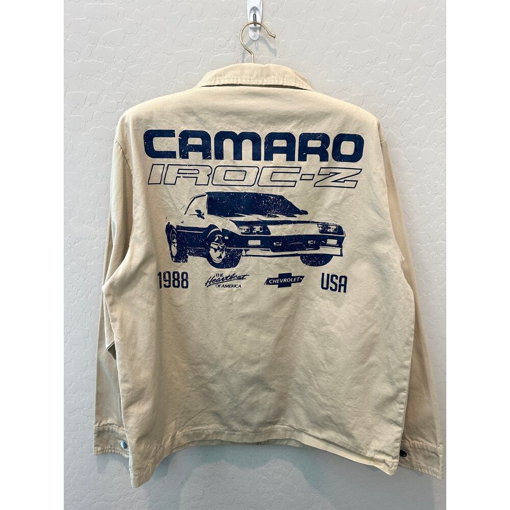 GM Camaro IROC-Z Racing Zip Work Jacket Beige Cotton Chevrolet | Small - Picture 8 of 10